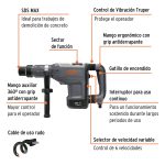 Rotomartillo SDS Max 9kg, 15J, 1500W - Imagen 2