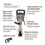 Martillo demoledor HEX 20 kg, 55J, 1600W - Imagen 3