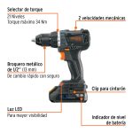 Taladro 1/2", 20V, 2 baterías 2Ah - Imagen 3