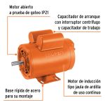 Motor eléctrico monofásico de 1 1/2 HP, baja velocidad - Imagen 3