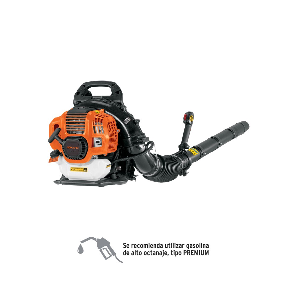 Sopladora con motor de 53cc a gasolina, tipo mochila,