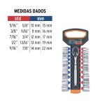 Juego de dados mm y std con matraca, cuadro 3/8" - Imagen 3