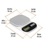Báscula digital para cocina, plato de acero inox,5kg - Imagen 3
