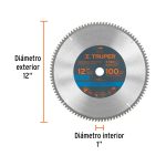 Disco sierra 12" para aluminio, 100 dientes centro 1" - Imagen 3