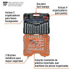 Juego 199 herramientas 1/4", 3/8" y 1/2" std y mm p/mecánico - Imagen 2