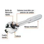 Matraca cuadro 1/2" cabeza de pera de liberación rápida - Imagen 2