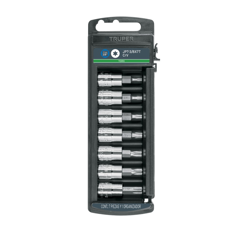 Juego de 7 dados cuadro 3/8" punta torx