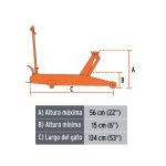 Gato hidráulico de patín 5t profesional, elev rápida - Imagen 3