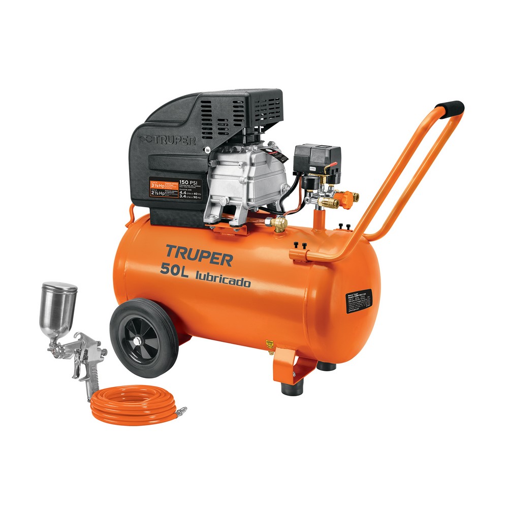 Kit Compresor lub, 50L, manguera y pistola grav,127V