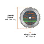 Disco sierra 7-1/4" multimaterial, 48 dientes centro 5/8" - Imagen 3