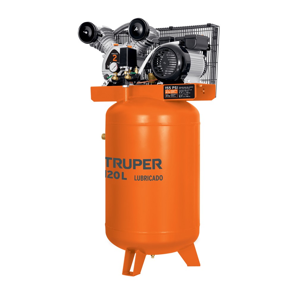Compresor lubricado, de banda, 120L, 4HP, vert, 220V