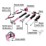 Juego de herramientas básicas, color rosa, 8 piezas - Imagen 3