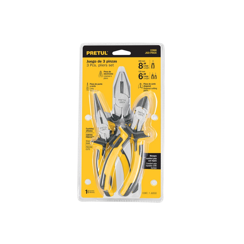 Juego de 3 pinzas 3 mango Comfort Grip