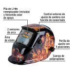 Careta electrónica para soldar sombra 9-13, fuego - Imagen 2
