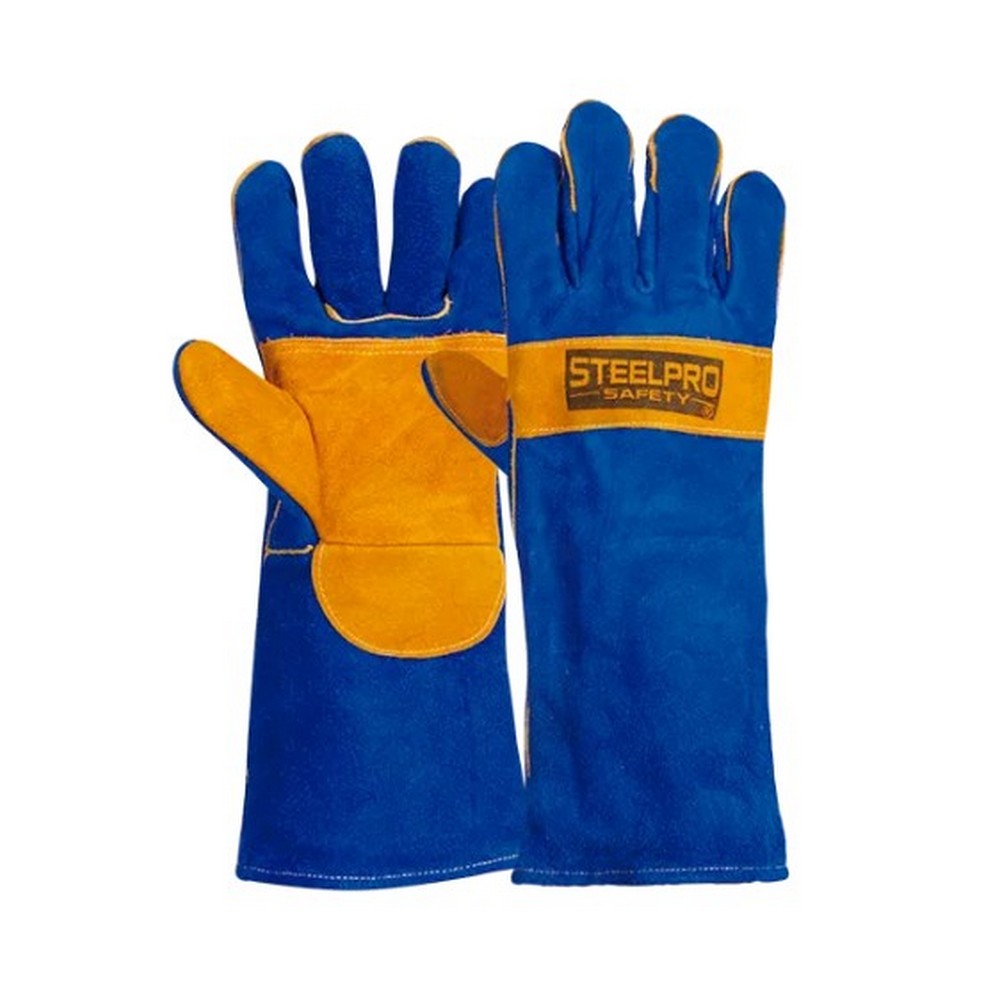 GUANTE SOLDADOR REFORZADO AZUL NARANJA KEVLAR