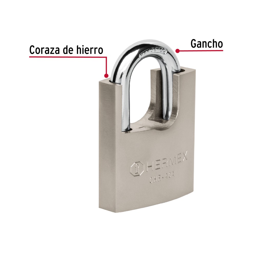 Candado de hierro 40 mm con coraza, llave antiganzúa