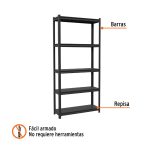 Estante metálico 5 repisas capacidad 80 Kg,180x30x85