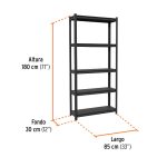 Estante metálico 5 repisas capacidad 80 Kg,180x30x85 - Imagen 2