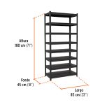 Estante metálico 8 repisas capacidad 80 Kg,180x45x85 - Imagen 3