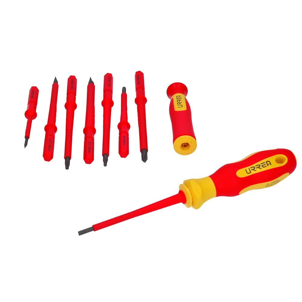 Juego destornilladores con mango bimaterial y puntas intercambiables 1000 V