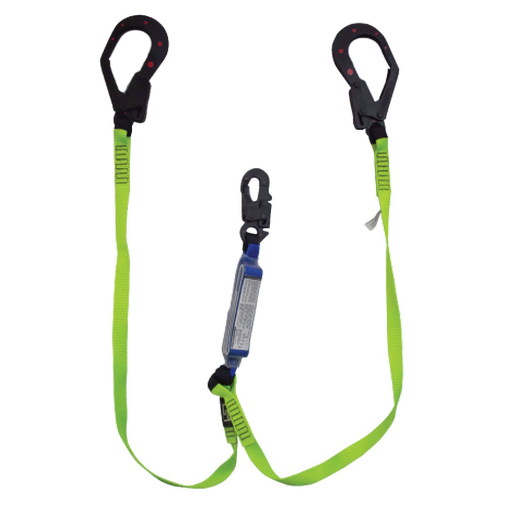 Eslinga en Y dieléctrica amortiguador reata un mosquetón pequeño y dos mosquetones grandes 2 1/4